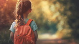 Una niña, en el primer día de cole