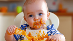 Un bebé disfruta con la comida