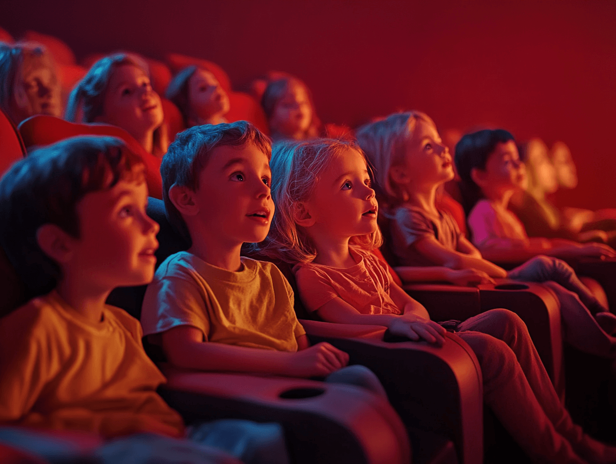 Una sala de cine llena de niños