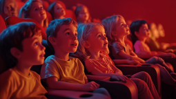 Una sala de cine llena de niños