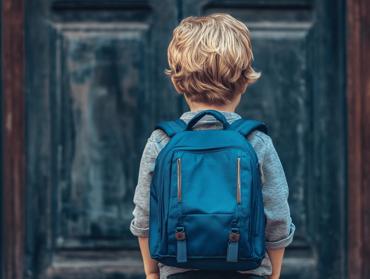 Un niño llegando al cole