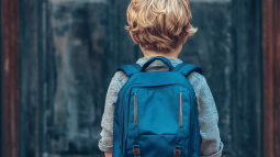 Un niño llegando al cole