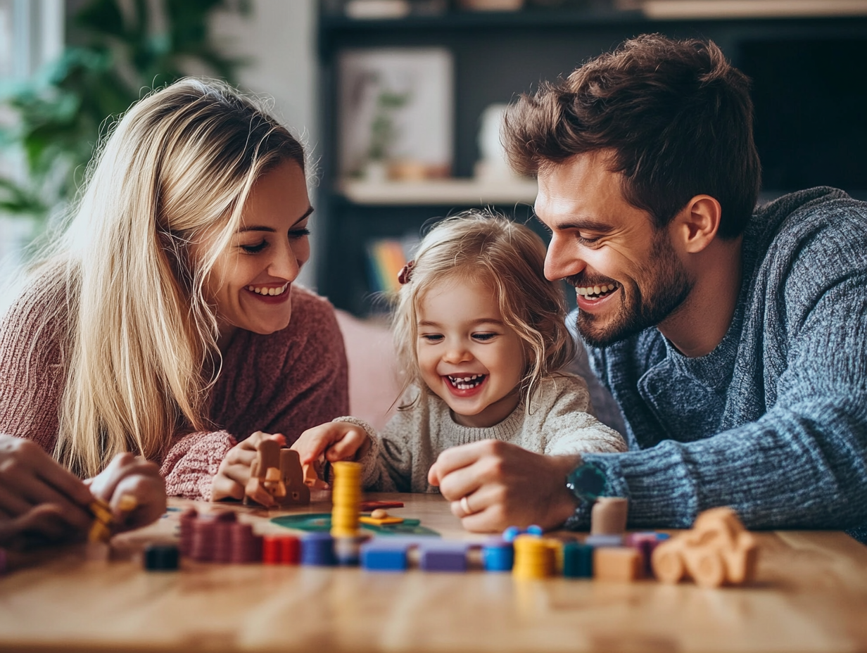 Una familia jugando