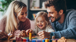 Una familia jugando