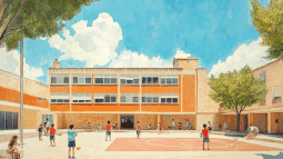 El patio de un colegio, sin sombras