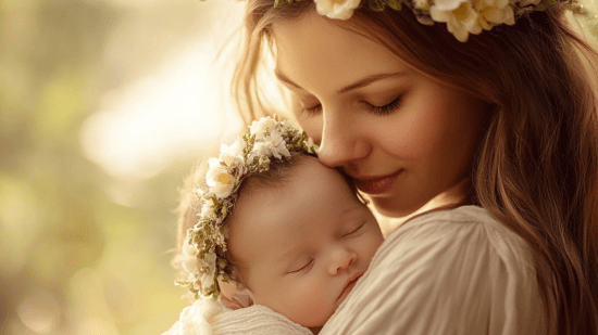 Retrato de una madre y su bebé