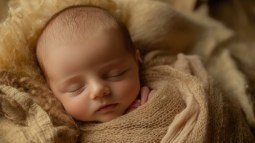 Un bebé recién nacido arropado y descansando