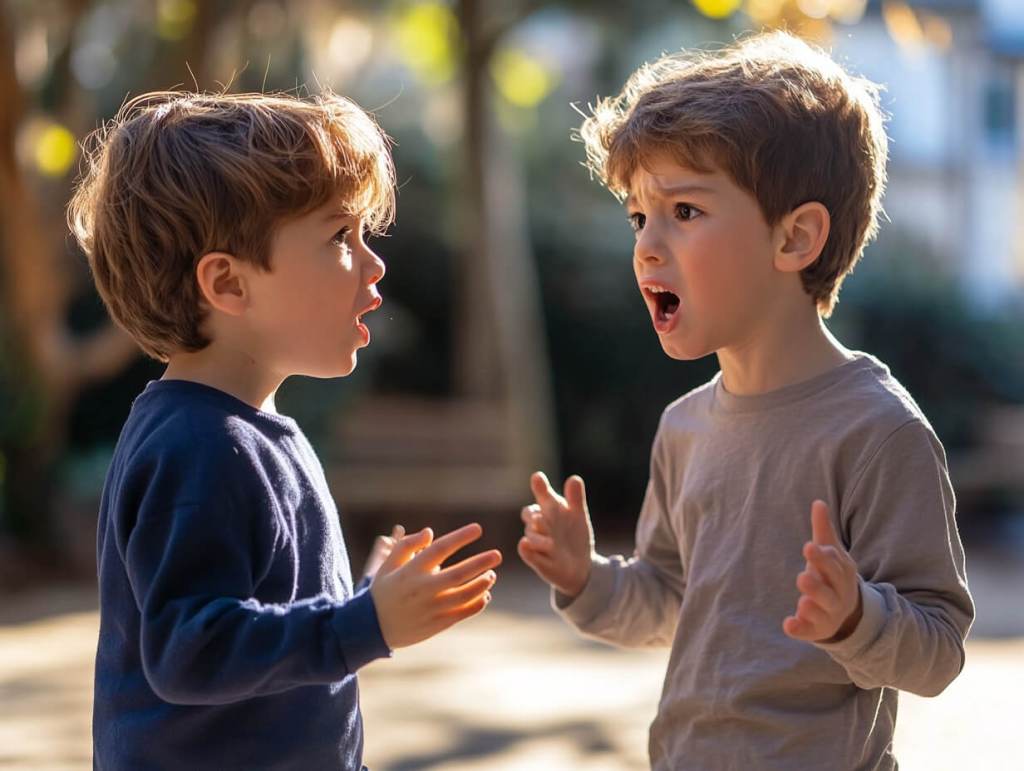 Dos niños discuten en el recreo