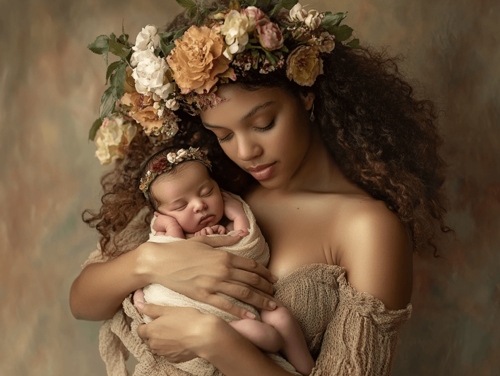 Retrato de una madre y su bebé