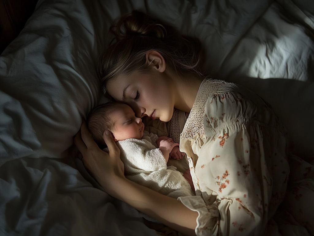 Una mujer mima a su bebé