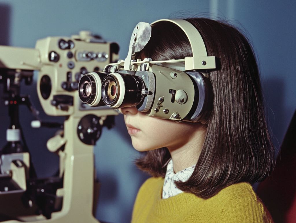 Una niña se hace una prueba visual