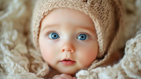 Retrato de un bebé con gorro