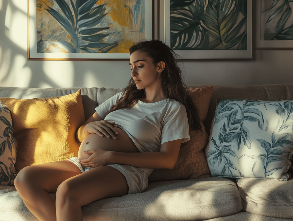 Una mujer embarazada, en el sofá de casa (foto: R.G.)