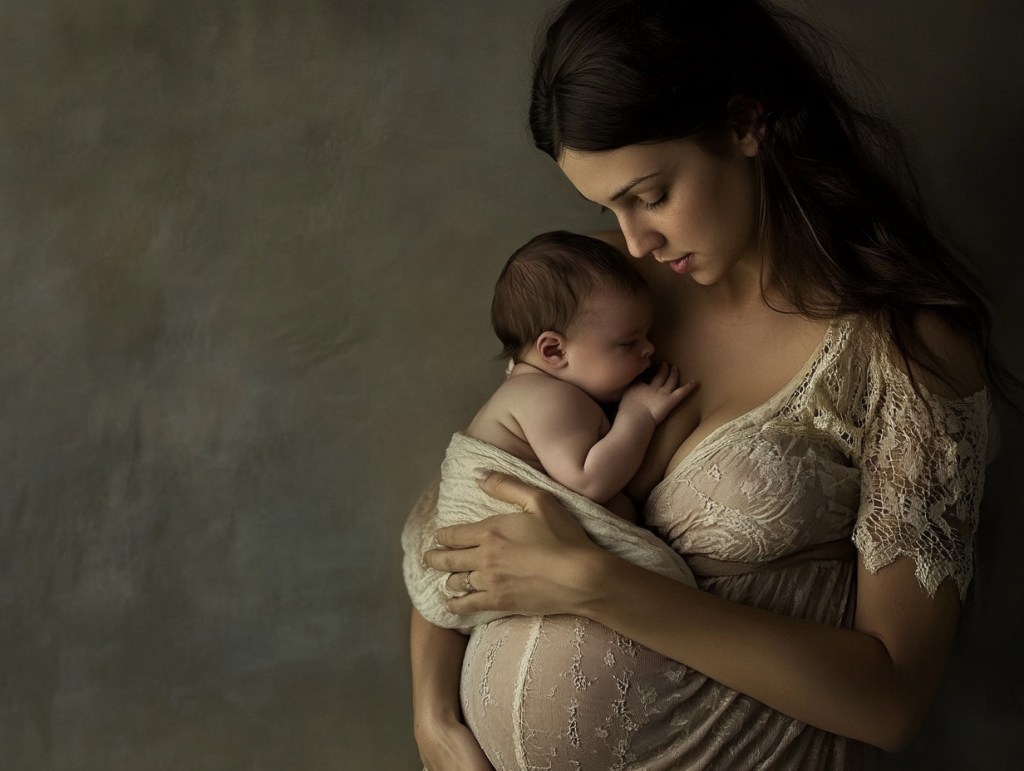Madre con su bebé en brazos - Rubén García