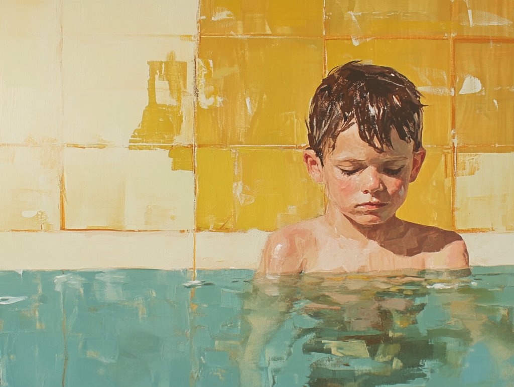 Un niño en el borde de la piscina (RG)