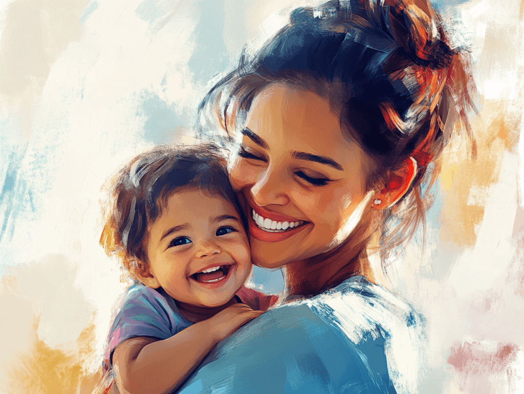 Madre e hija felices