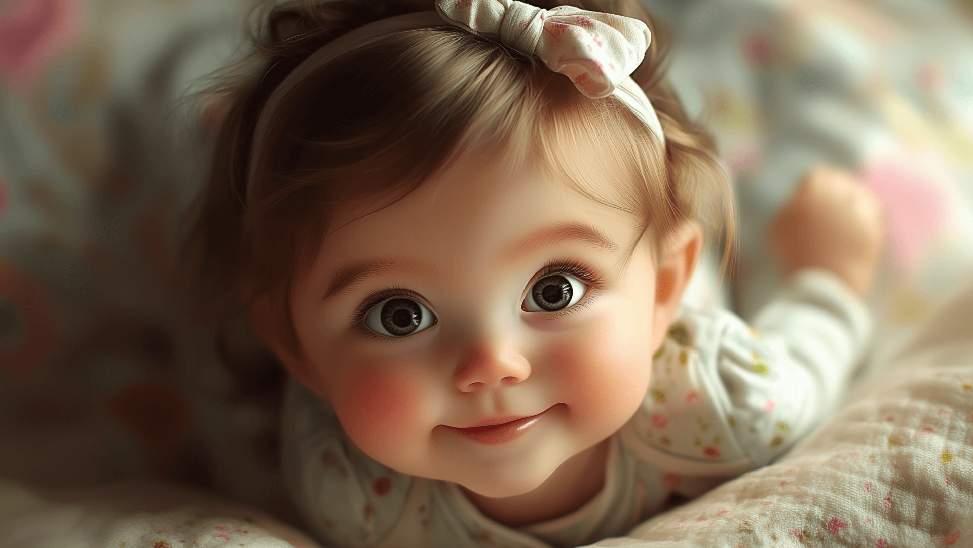 Una niña, levantando su cabeza
