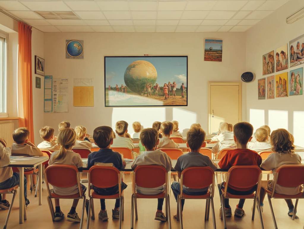 Un aula llena de niños