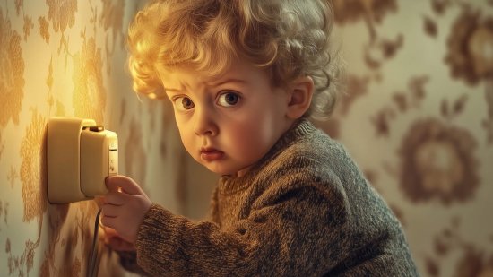 Un niño pequeño tocando un enchufe (foto: R.G.)