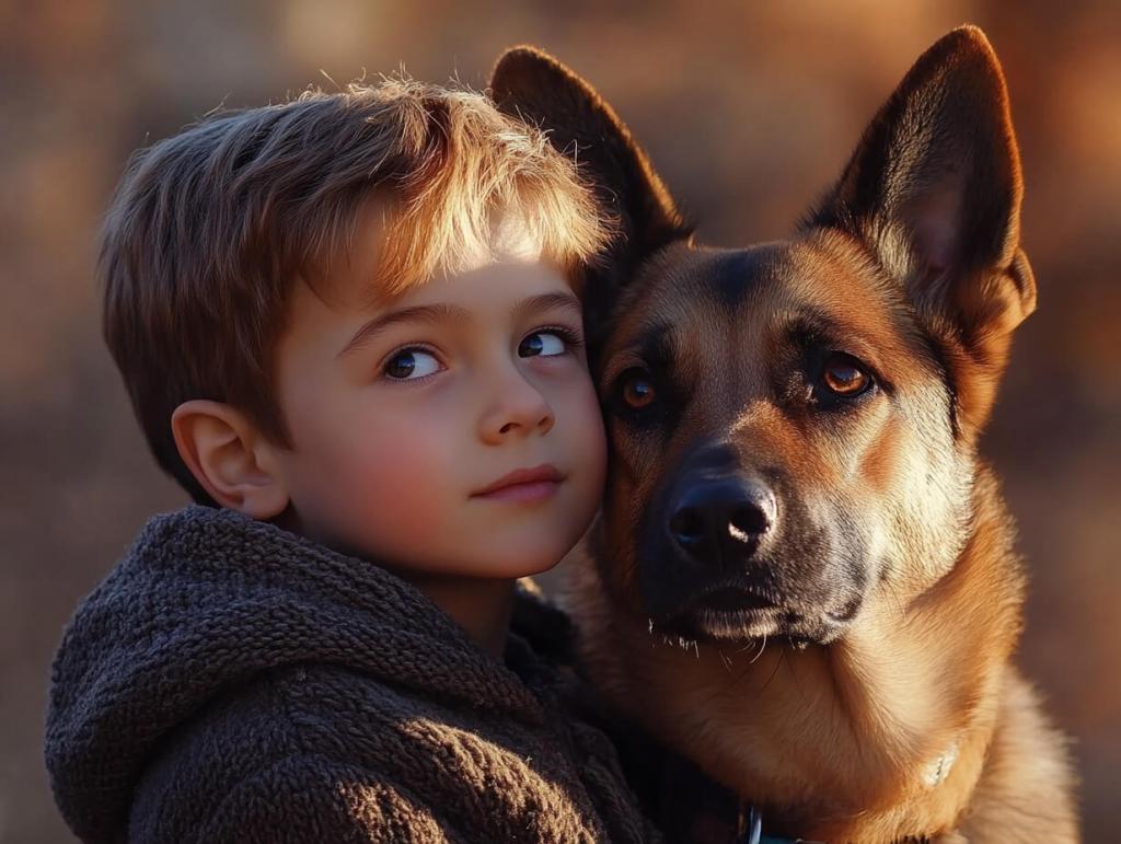 Un niño posa junto a su perro