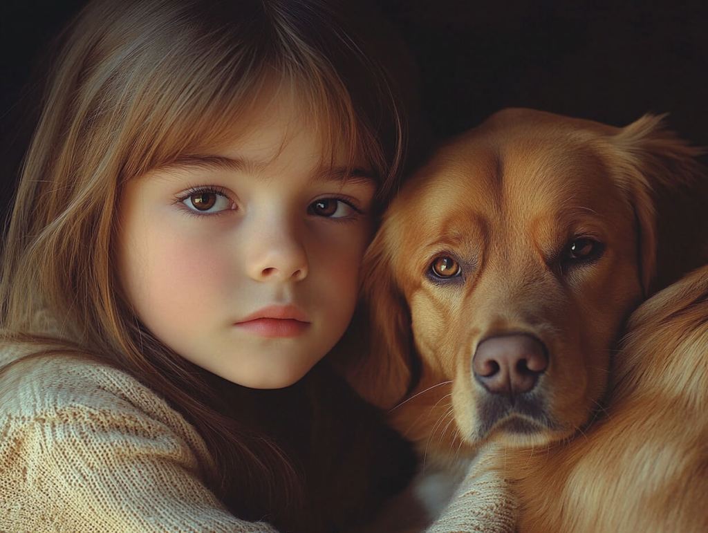 Una niña con su perro