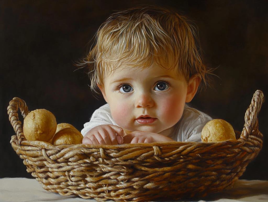 Una niña con una cesta de comida (RG)