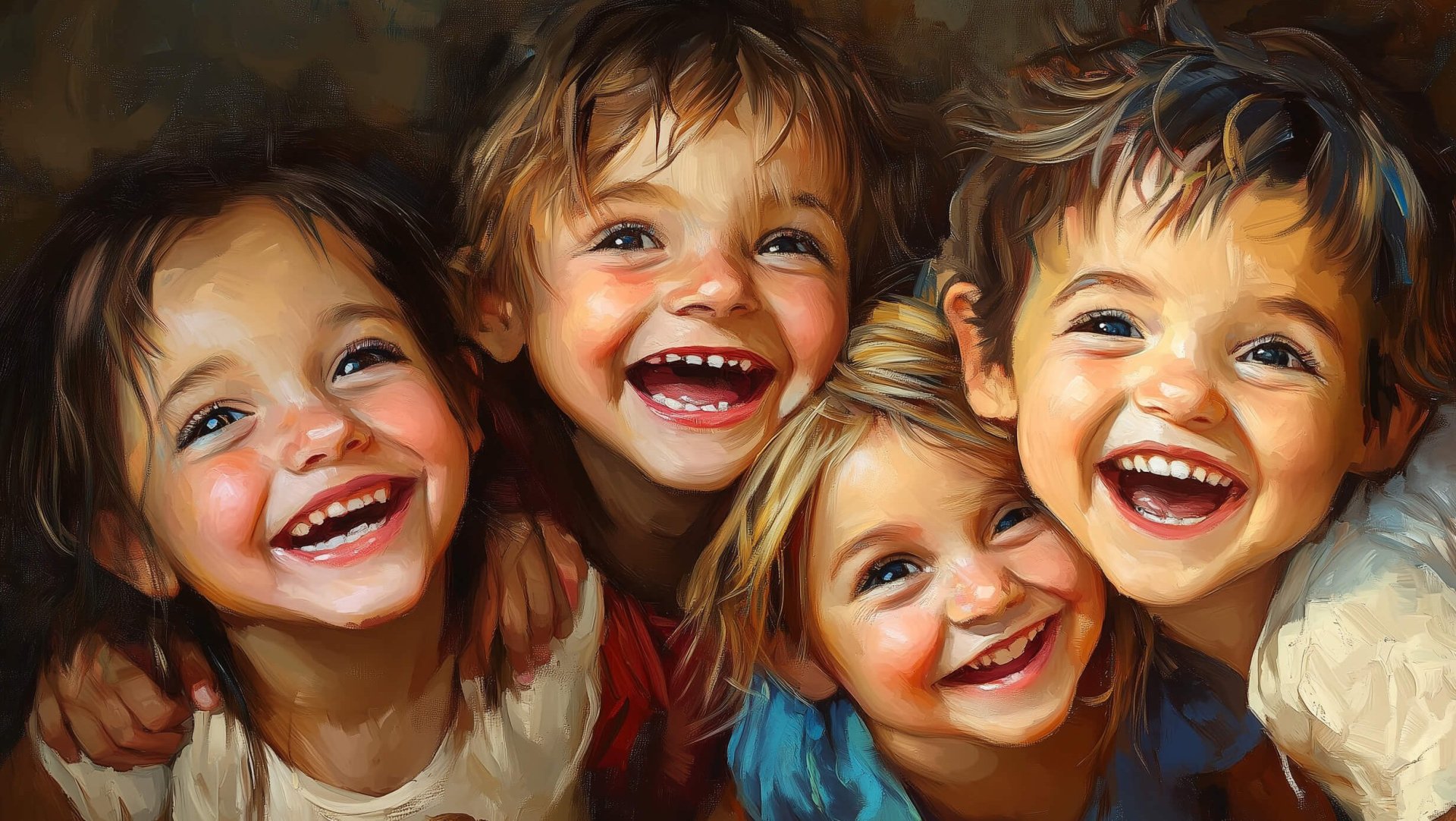 Un grupo de niños riéndose