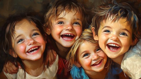 Un grupo de niños riéndose