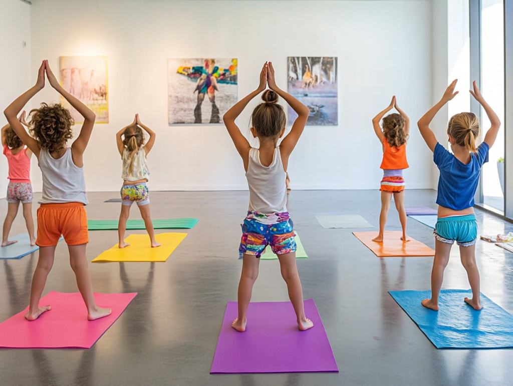 Una clase infantil de yoga