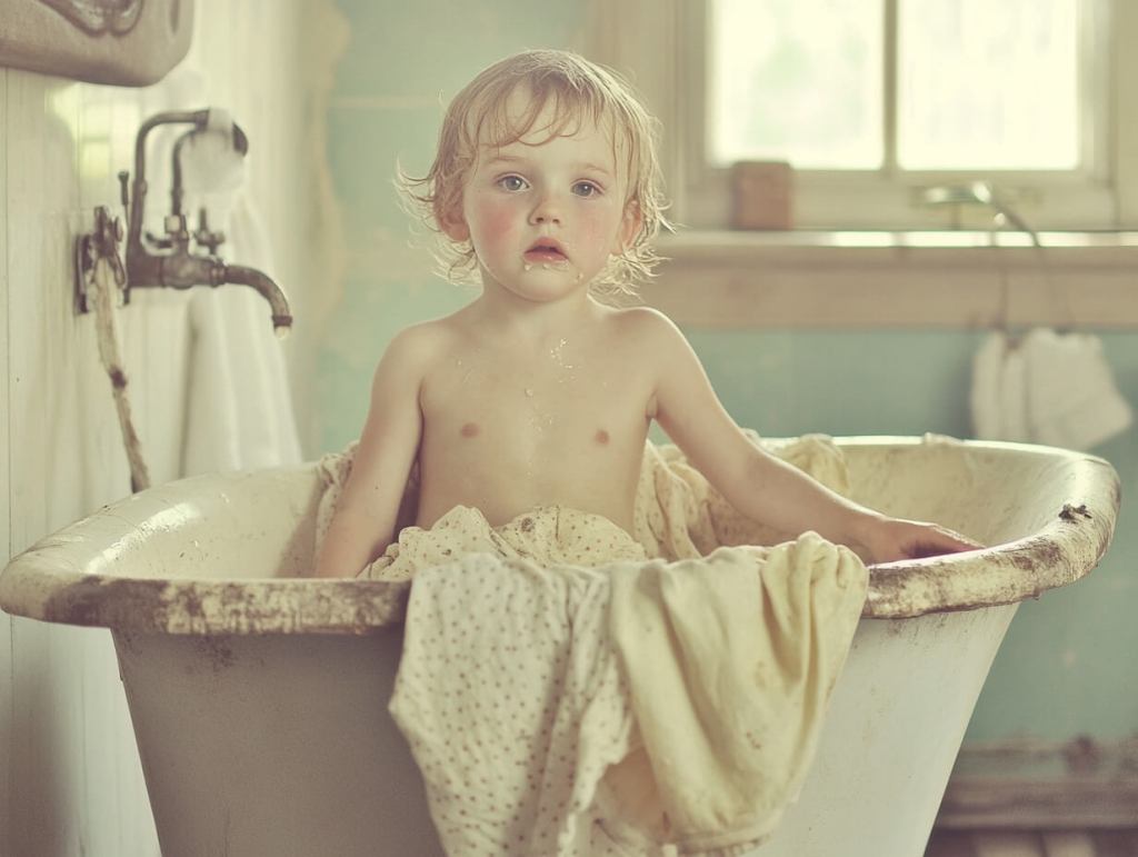 Un niño en una bañera