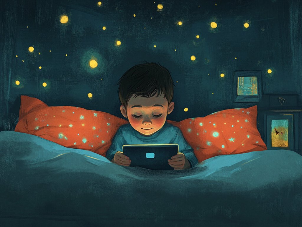 Un niño mirando una tablet antes de dormir (foto: R.G.)