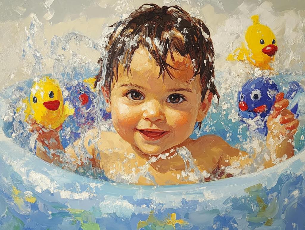 Un niño pequeño juega en una bañera (RG)