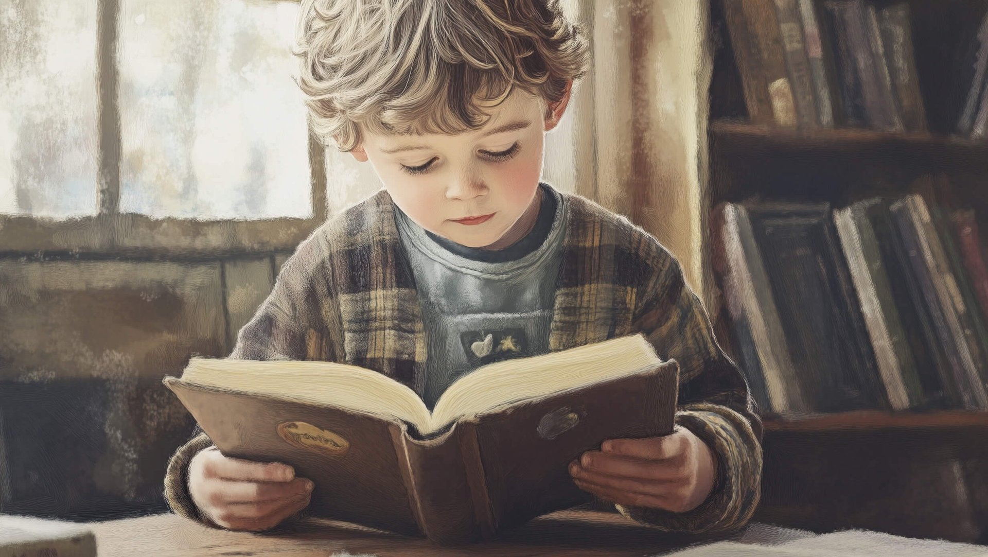 Un niño muy pequeño con un libro