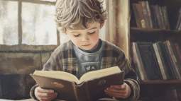 Un niño muy pequeño con un libro