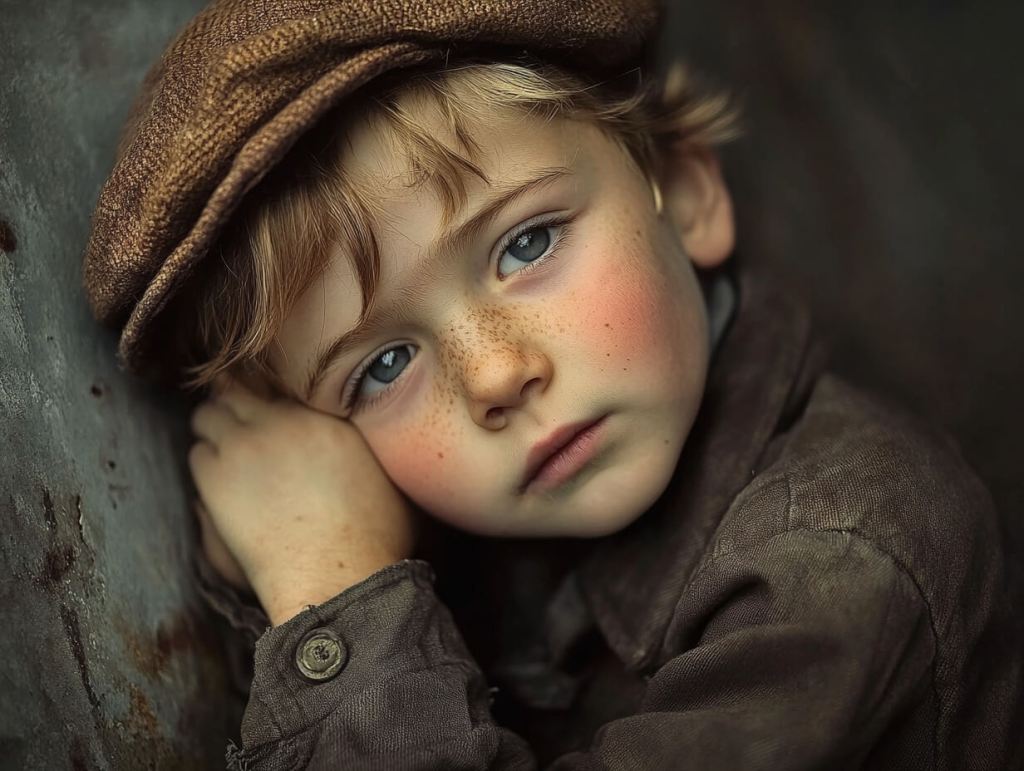 Retrato de un niño enfermo con un virus