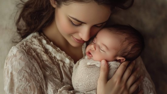 Una madre abraza a su bebé