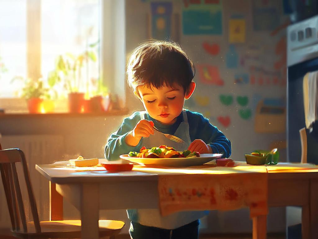 Un niño poniendo la mesa