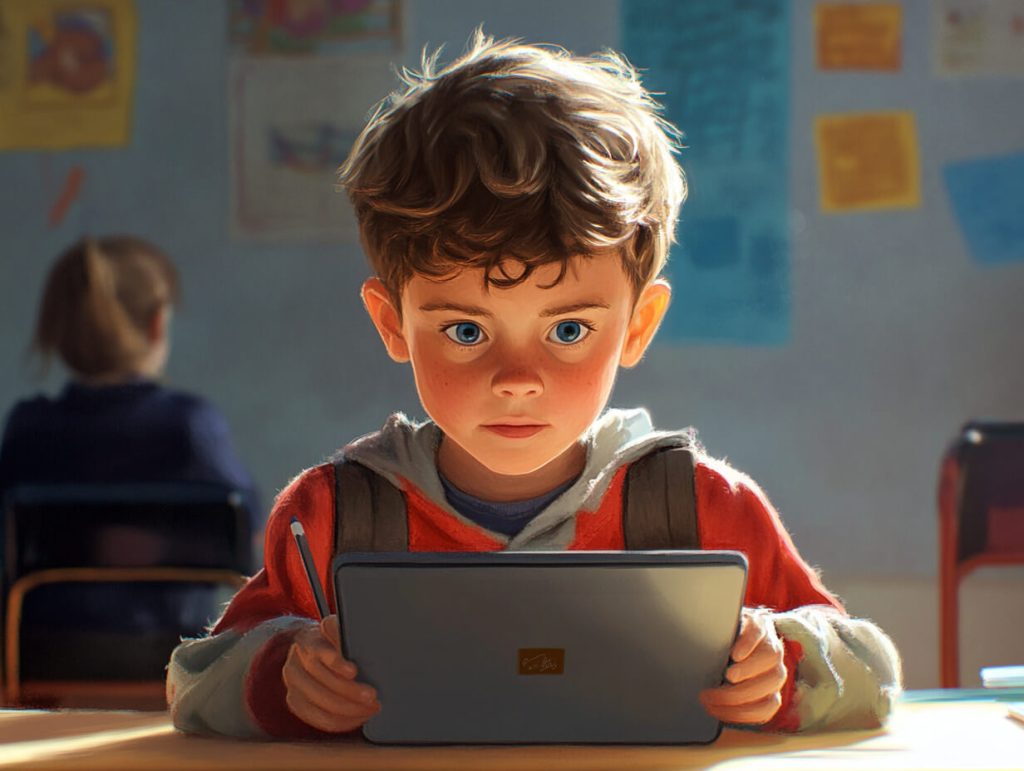 Un niño con una tablet