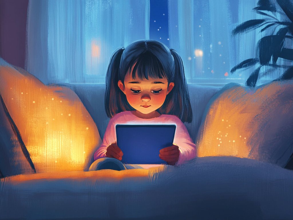 Una niña juega con una tablet