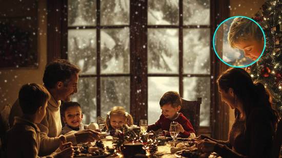 Una familia cenando un día de Navidad todos juntos