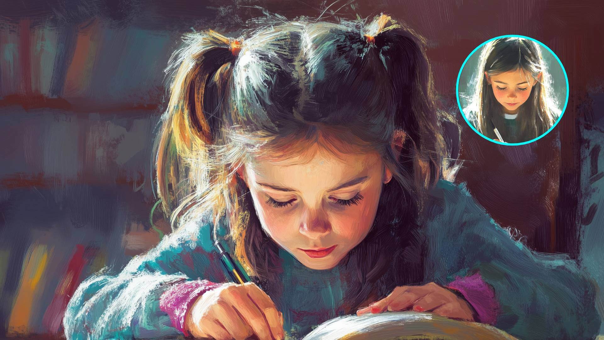 Una niña leyendo concentrada