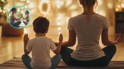 Madre e hijo, meditando