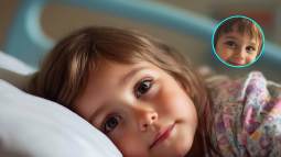 Una niña trata de descansar en el hospital