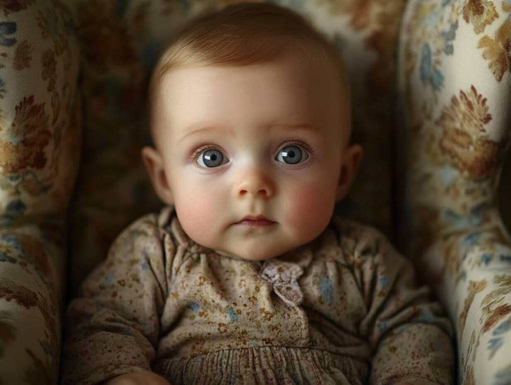 Un bebé de ojos alargados
