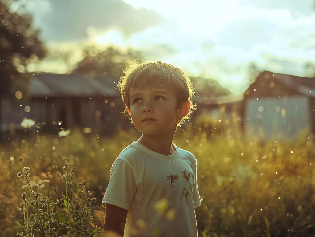 Un niño, con la mirada perdida