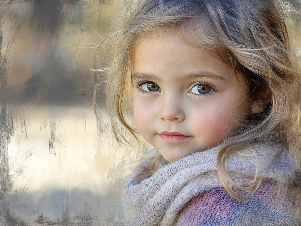 Una niña mirando a la cámara