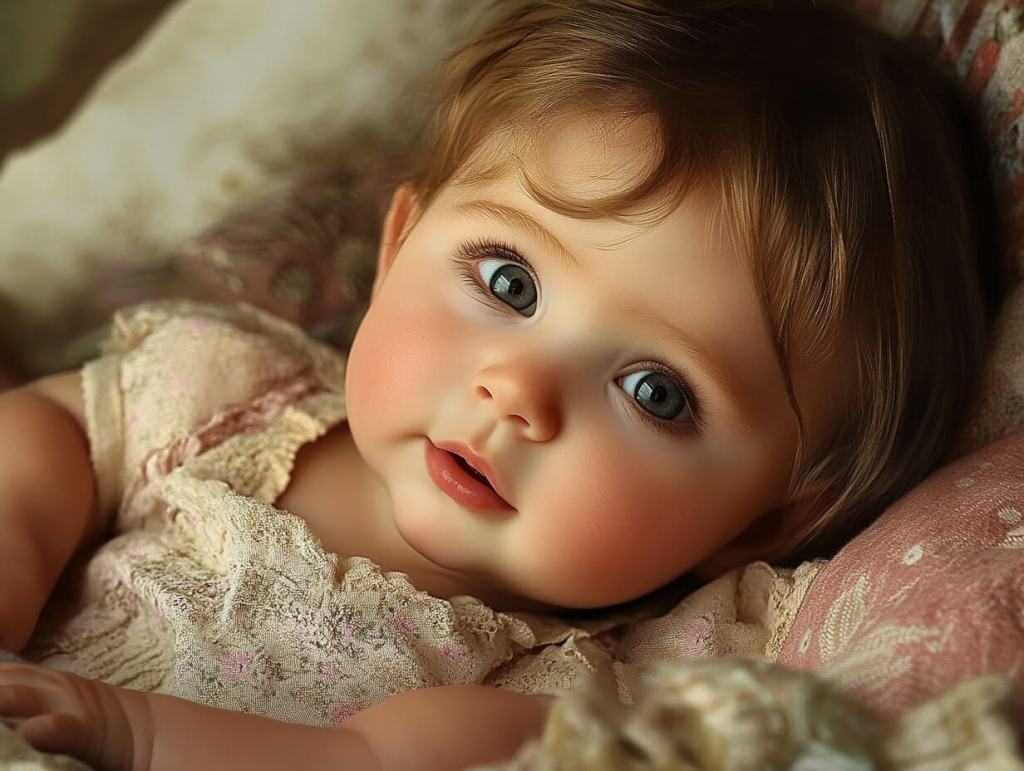 Una niña mira fijamente a la cámara