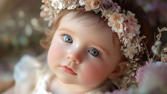 Una niña con una corona de flores
