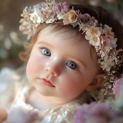 Una niña con una corona de flores