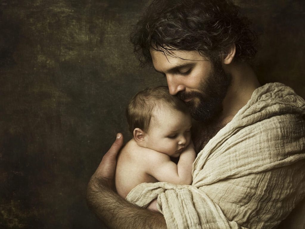 Padre e ehijo, abrazados